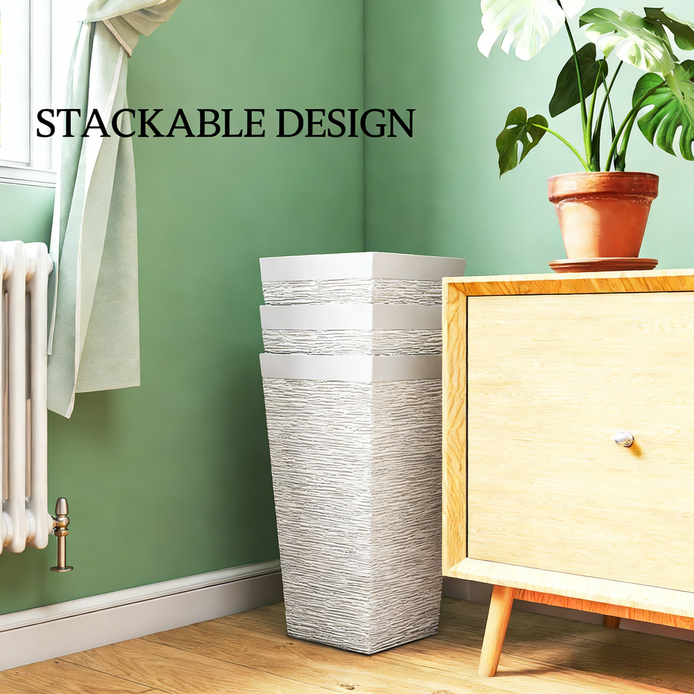Stackable Tapered Planters,Set of 3 Outdoor Planters Media 6
