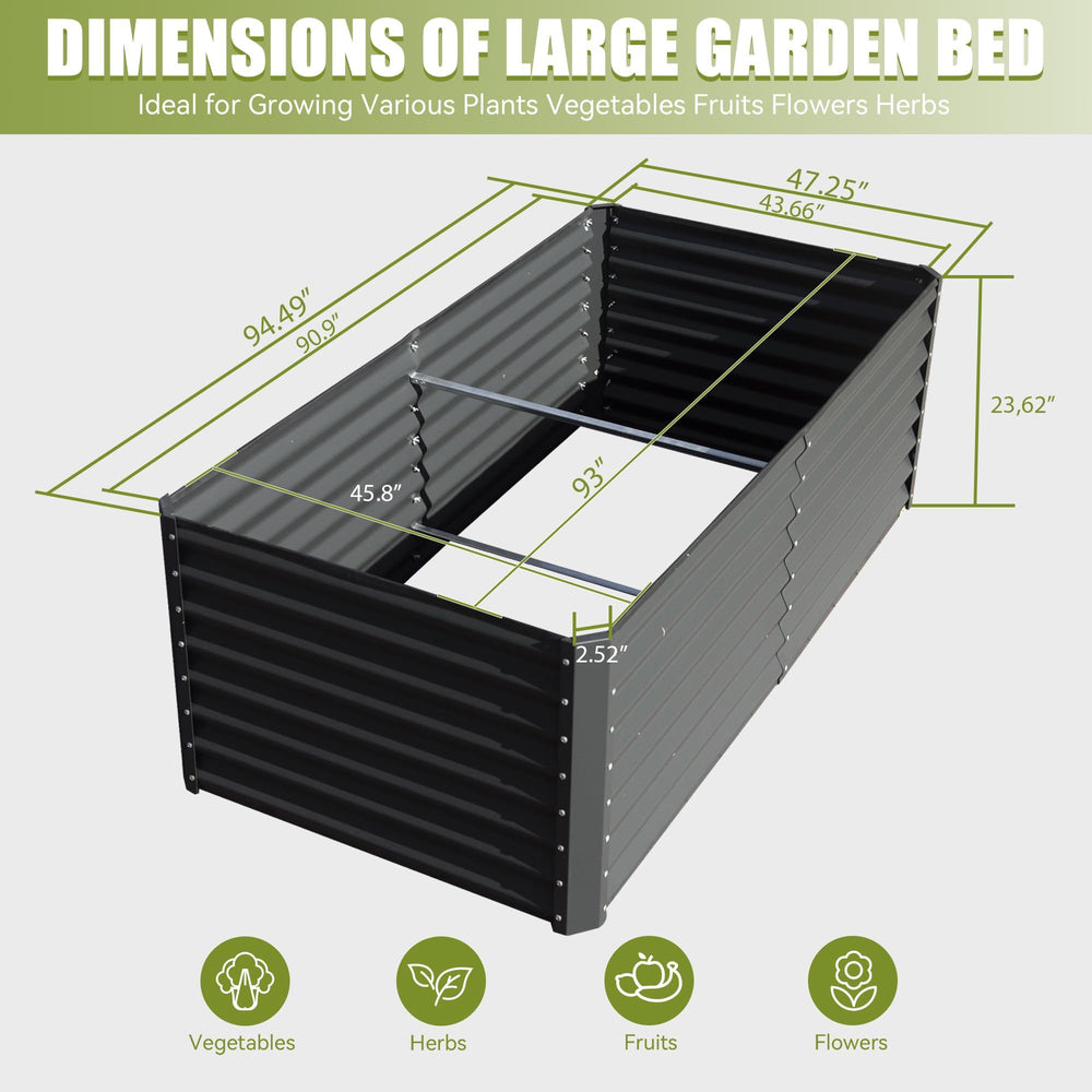 8x4x2 ft Galvanized Raised Garden Bed, Outdoor Planter Garden Boxes Large Metal Planter Box for Gardening Vegetables Fruits Flowers,Gray Media 8