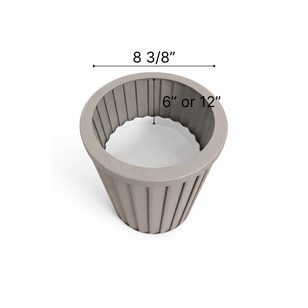 Round Strata Column Planter MD - Grey Brown Media 4