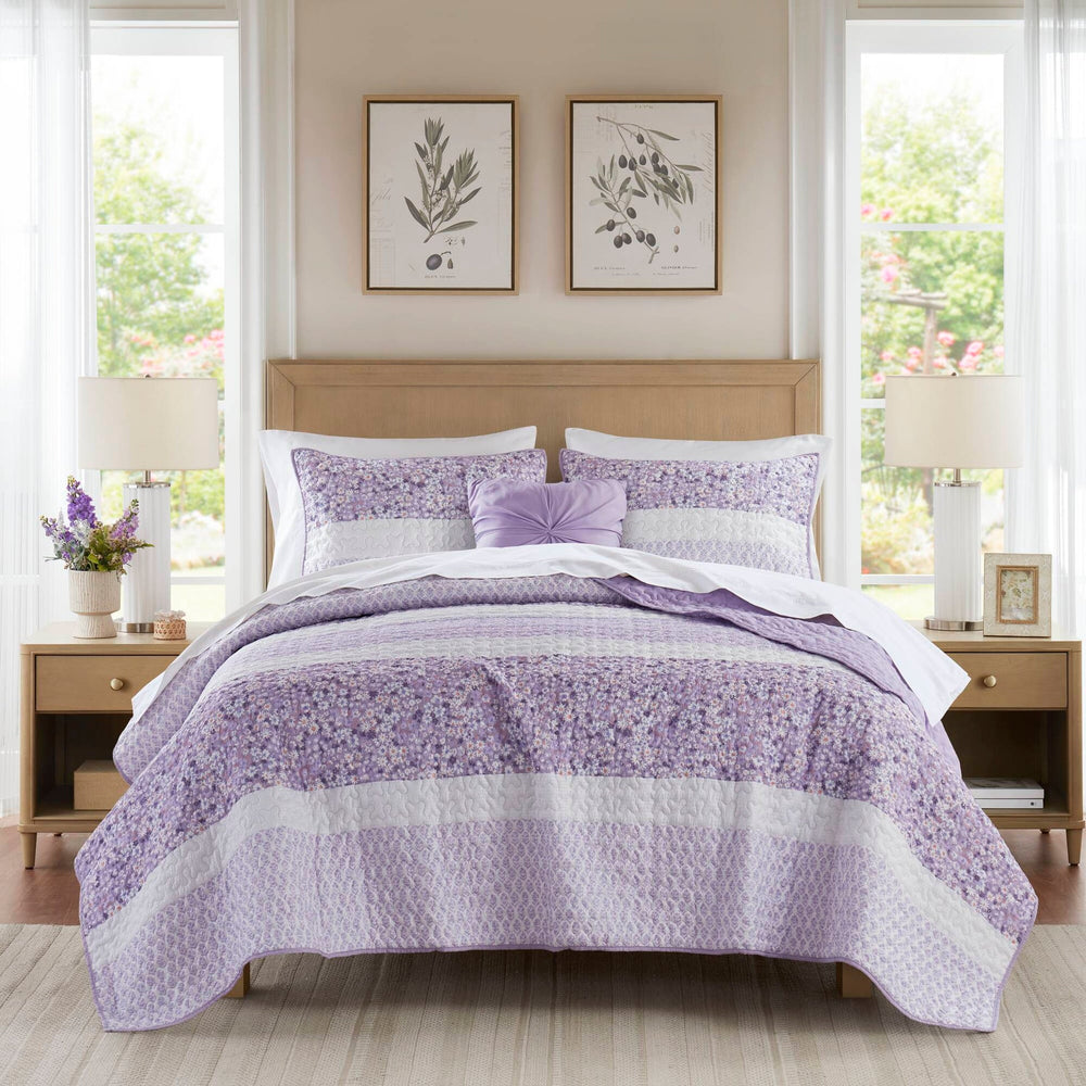 4 PCS King/Cal King Seersucker Quilt Set with Throw Media 14