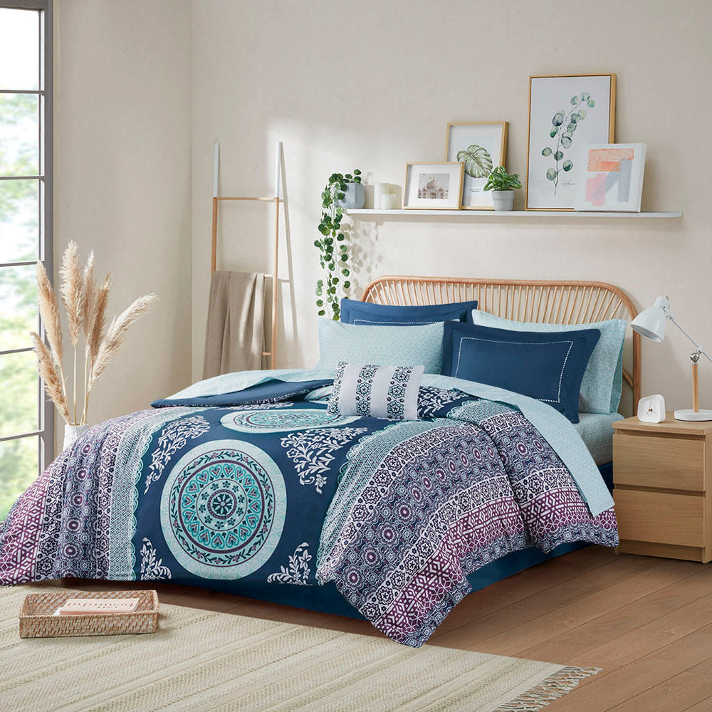 Full Boho Comforter Set with Bed Sheets Media 1