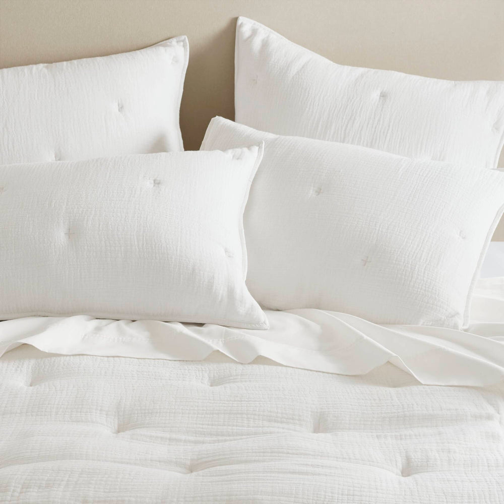 3-Piece Full/Queen Cotton  Embroidered Quilt Set,White Media 13