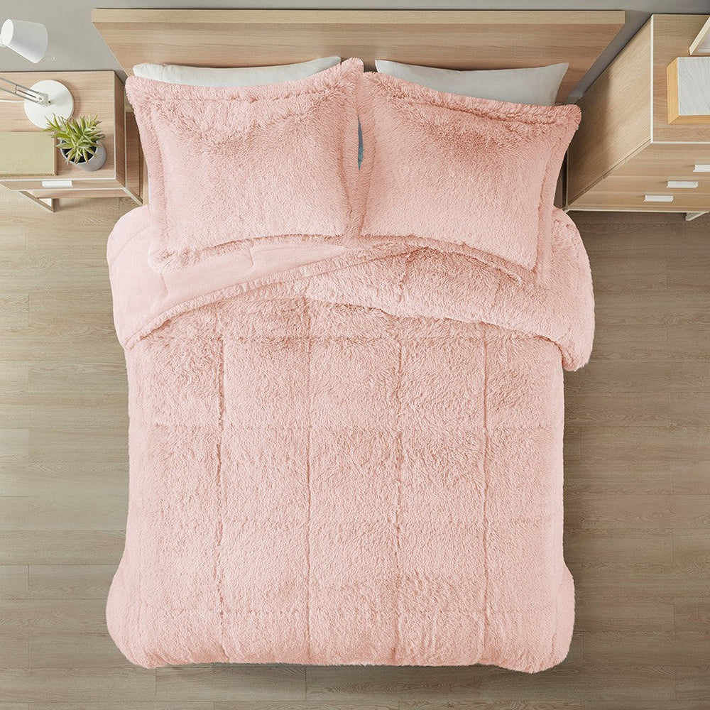 Full/Queen Shaggy Long Fur Comforter Mini Set Media 3