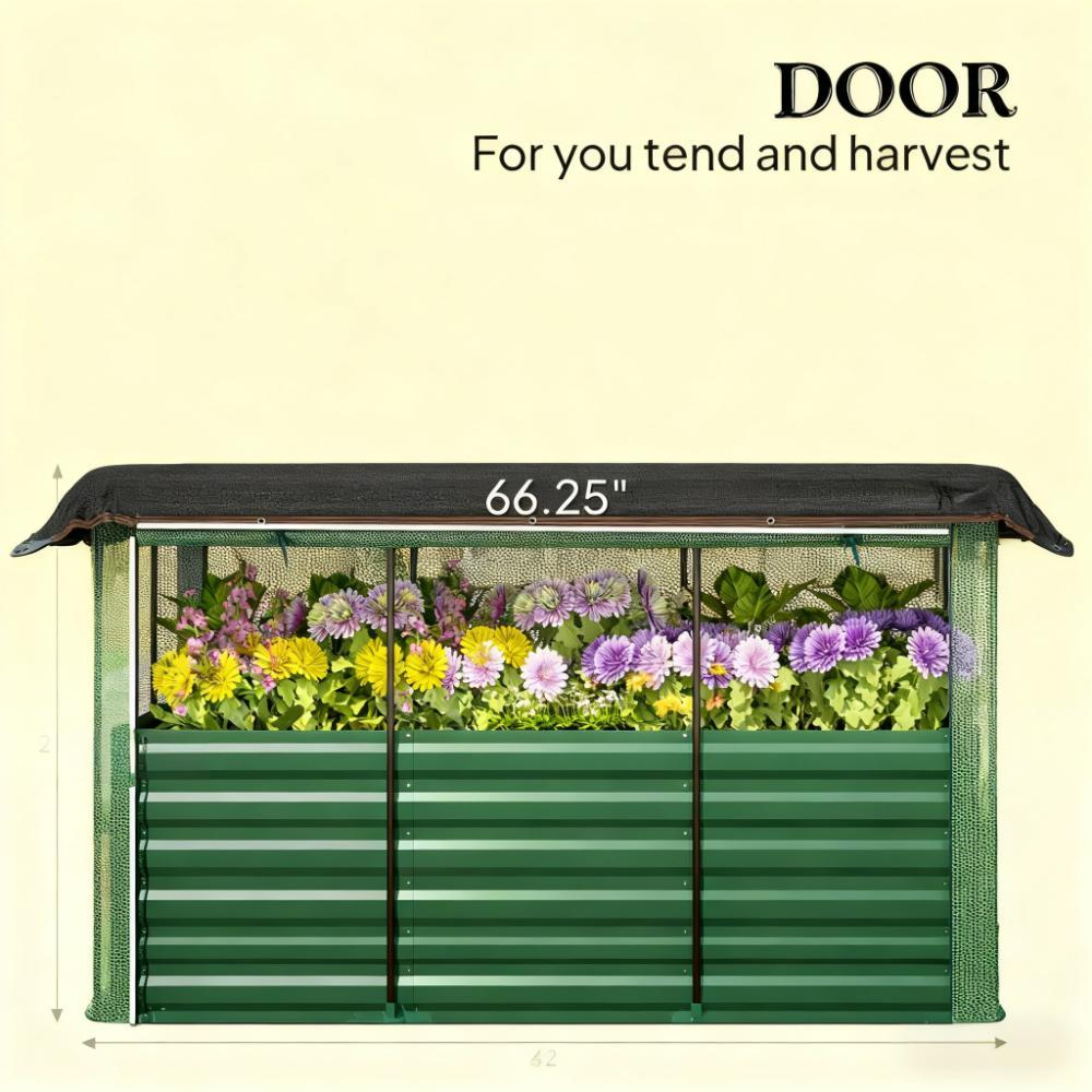 Open Bottom Raised Garden Bed,Galvanized Steel Planter Box,Crop Cage and Shade Cloth with Raised Garden Bed Media 6
