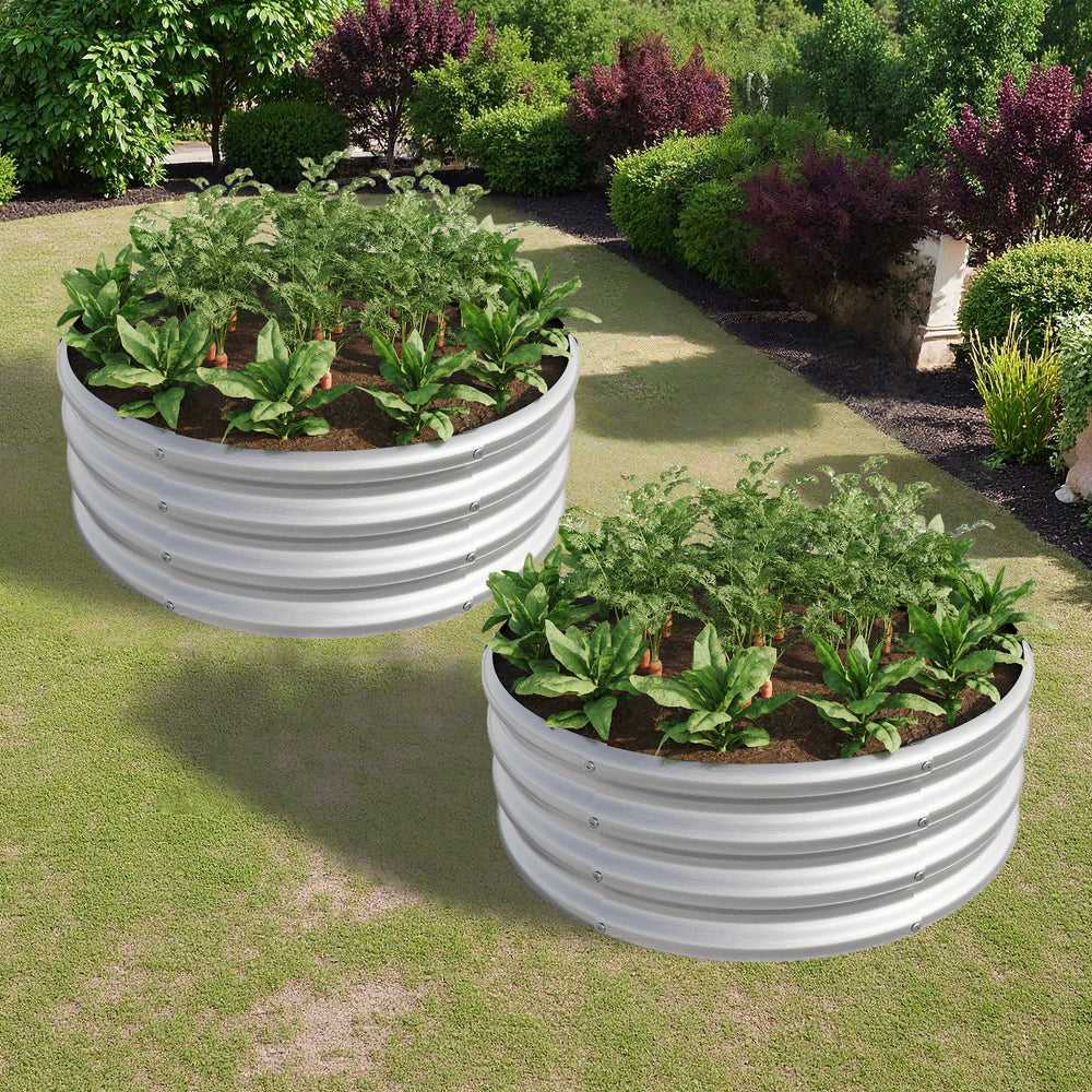 2PCS 32.08'*11.4' Tall Round Raised Garedn Bed,Metal Raised Beds for Vegetables, Outdoor Garden Raised Planter Box, Backyard Patio Planter Raised Beds for Flowers, Herbs, Fruits Silver Media 3