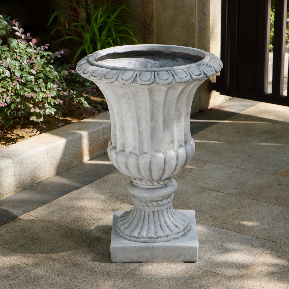 Outdoor Garden Urn Planter, Antique White Media 9