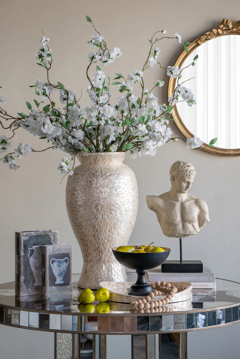 Vase with Gold and White Capiz Shell Design