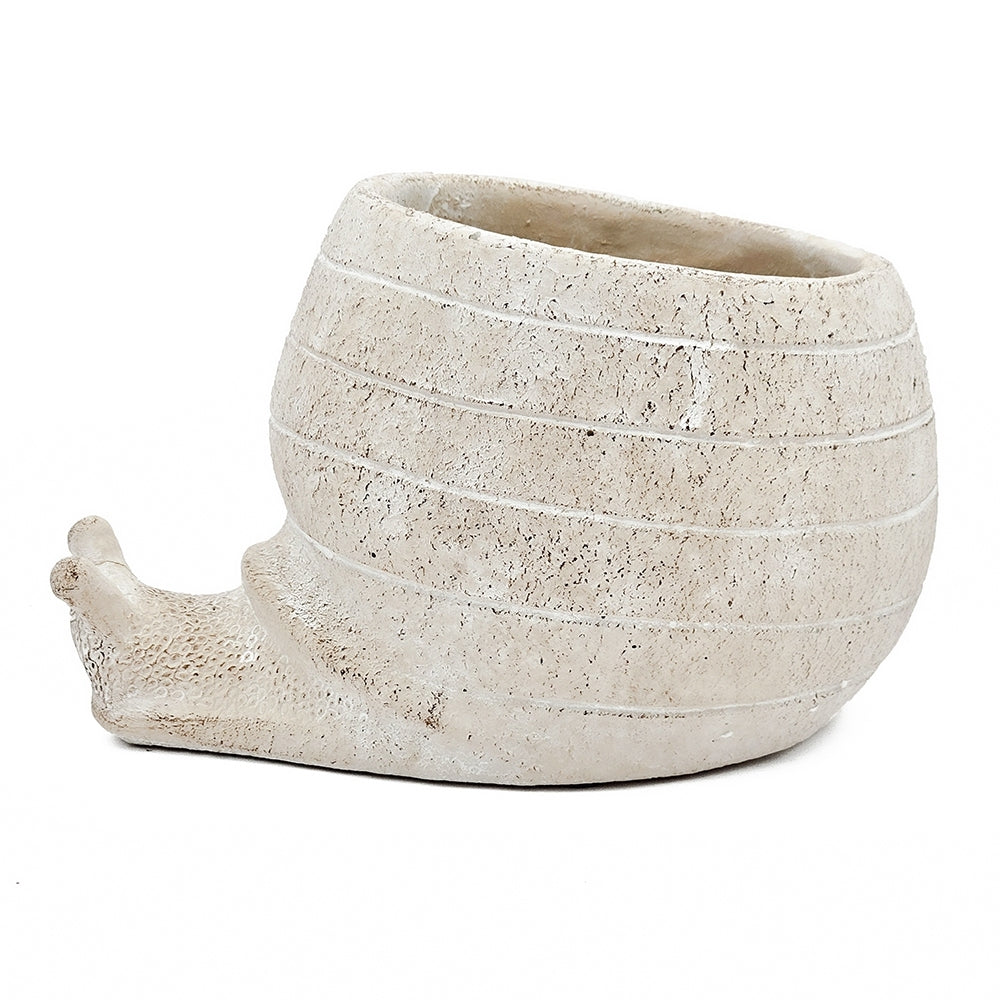 9.5x8.3x6' Decorative Sand and Cement Snail Planter with Textured Beige Finish Media 4
