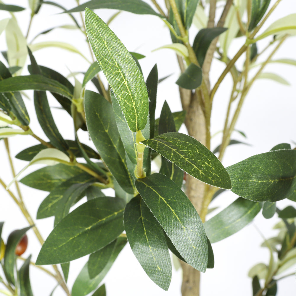 5' Artificial  Olive Tree in Black Plastic Pot, 1pc/set Media 12