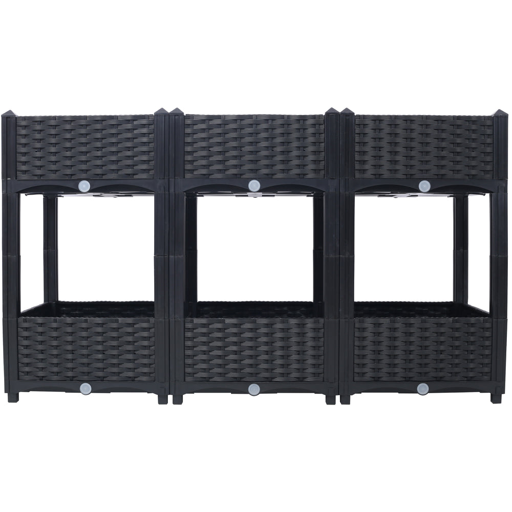 Planter Raised Beds - Elevated Planter Garden Box with Drainage Plug Raised Garden Beds for Vegetable/Flower/Herb Outdoor Standing Planter Beds Gardening Kit,Black,47.2'x15.7'x27.7' Media 10