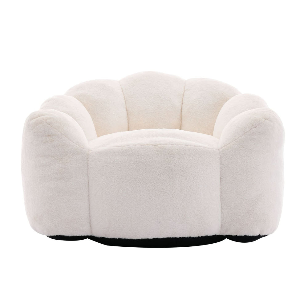 Bean Bag Sofa Faux Fur Lotus Style Ivory White 43.7 Inch No Assembly Media 8