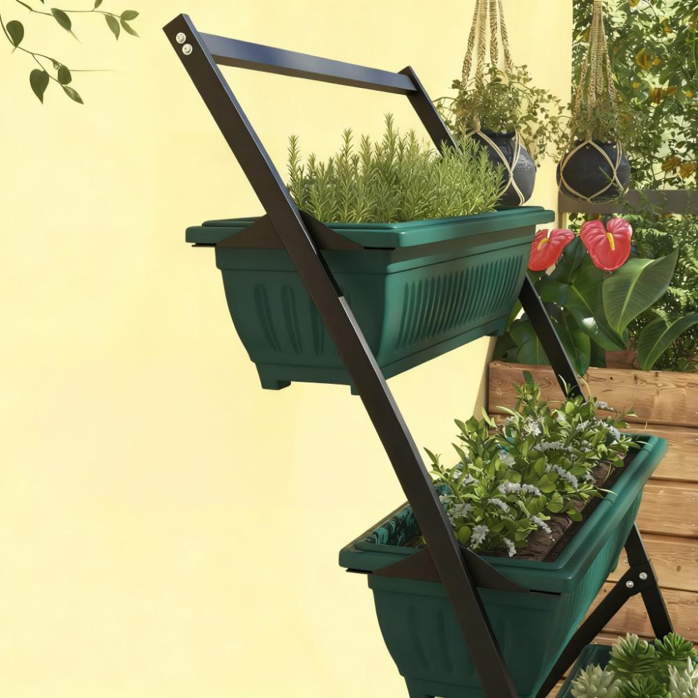 Plant Stand Grow Container,4-Tier Vertical Raised Garden Planter with 4 Boxes,for Vegetable & Flowers Media 8