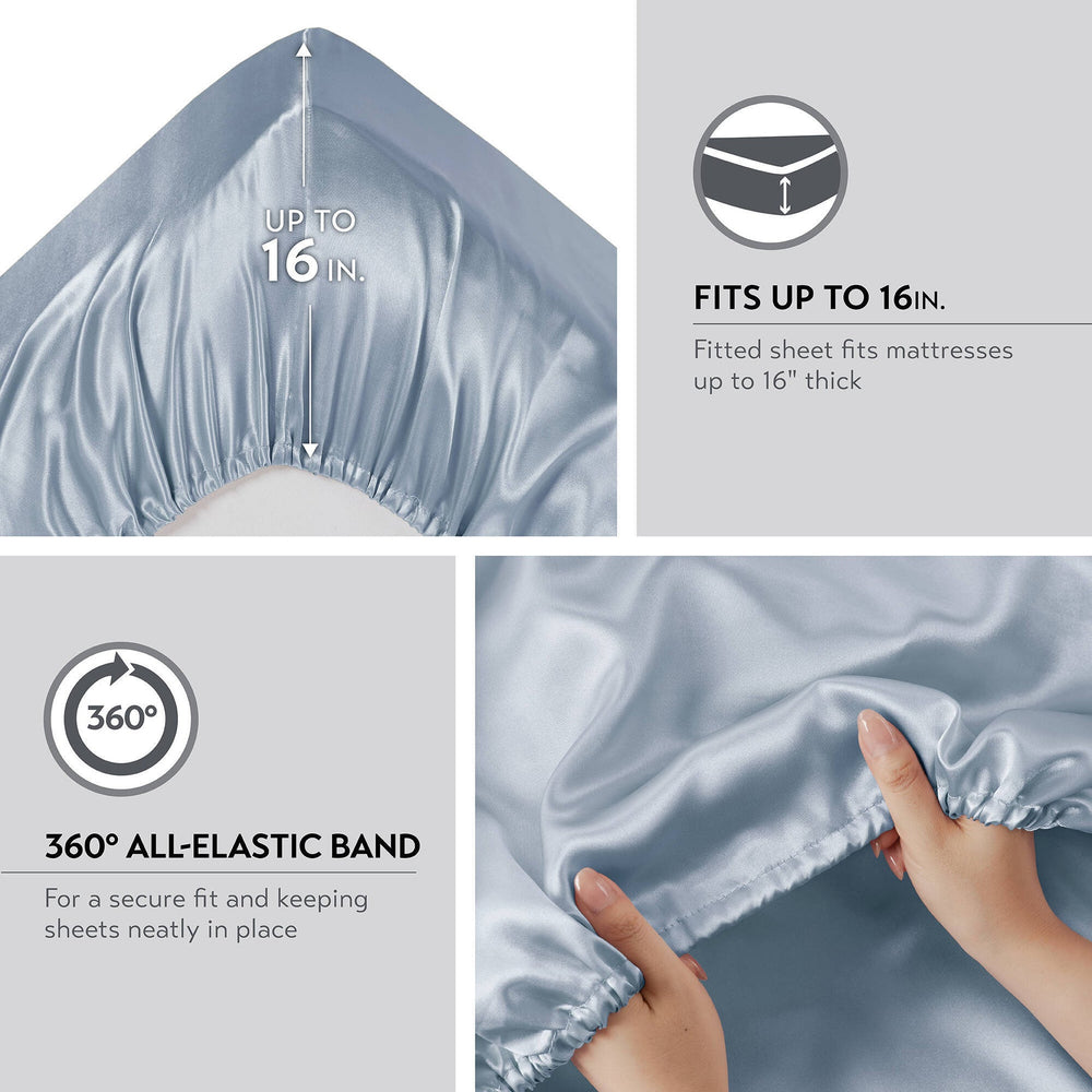 6 PCS King Luxury Sheet Set Blue Media 5