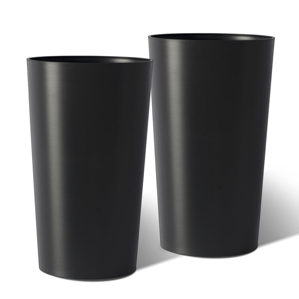 2 Pack Tall 21.7 in Planters for Outdoor Plants Modern Tall Square Planter Box Indoor Outdoor Porch Patio Flower Pot Modern Big Tapered Matte Tree Flower Pot for Garden, (Black) Media 12