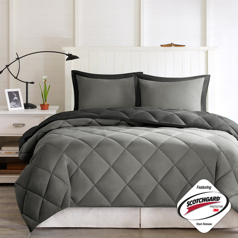 Twin/Twin XL 3M Scotchgard Diamond Quilting Reversible Down Alternative Comforter Set Media 6