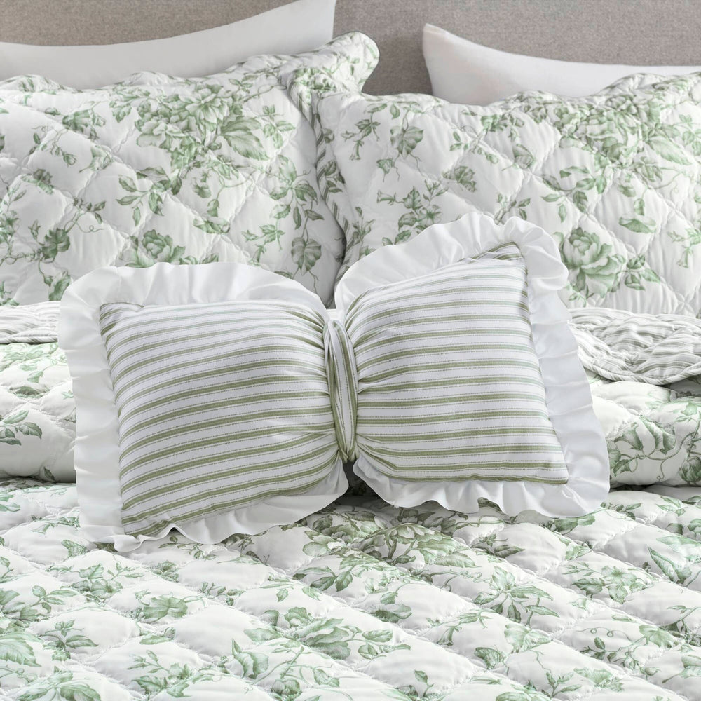 4 Pieces Full/Queen  Quilt Set with Decorative Pillow,Green Media 17