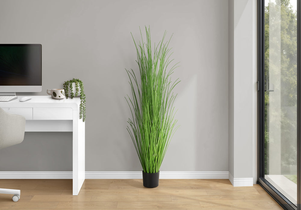 Artificial Plant, 47' Tall, Grass Tree, Indoor, Faux, Fake, Floor, Greenery, Potted, Real Touch, Decorative, Green Grass, Black Pot Media 1