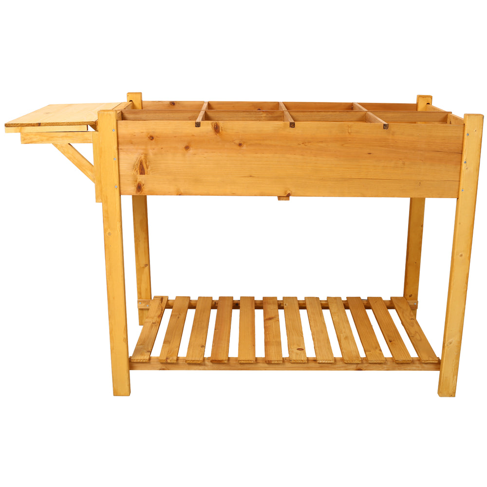 8 Pockets Horticulture Raised Garden Bed Elevated Wood Planter Box Stand with Foldable Side Table and Storage Shelf for Herb/Vegetables/Flowers Media 16