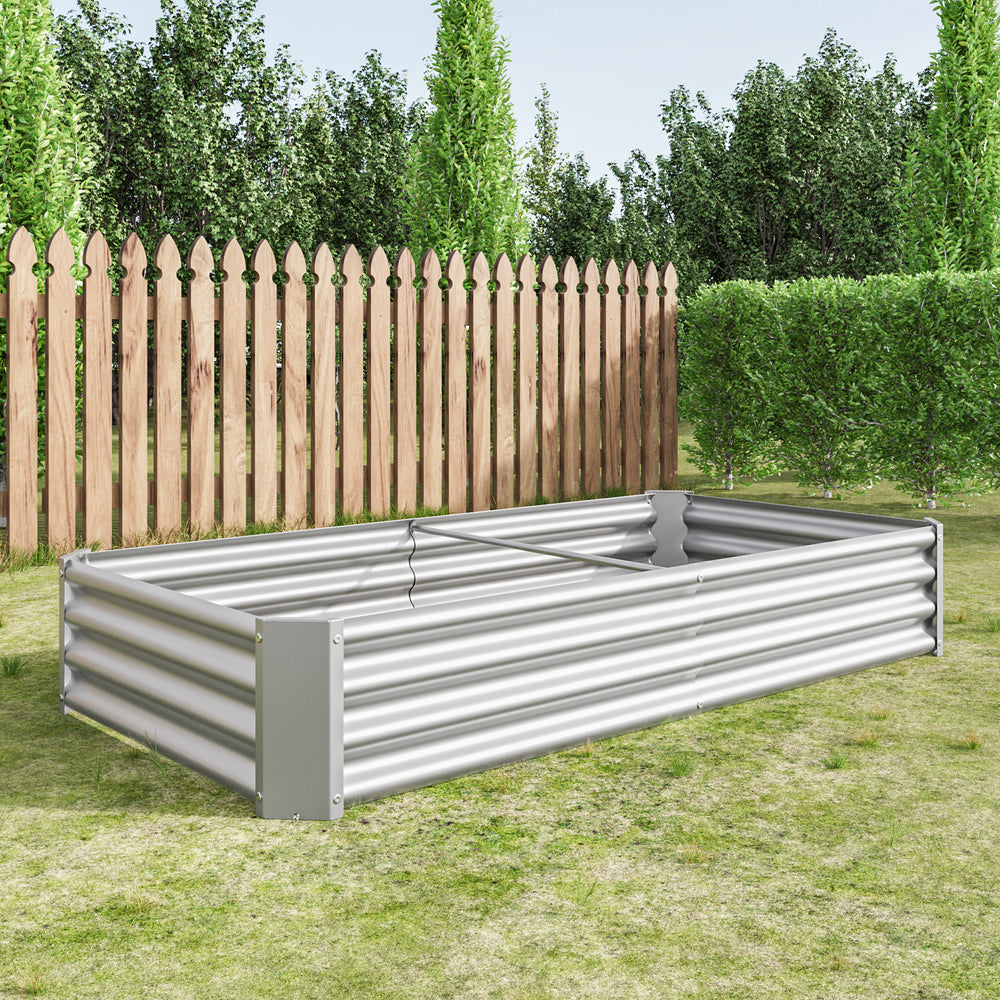 Raised Garden Bed Outdoor, 6×3×1ft , Metal Raised  Rectangle Planter Beds for Plants, Vegetables, and Flowers - Silver Media 9