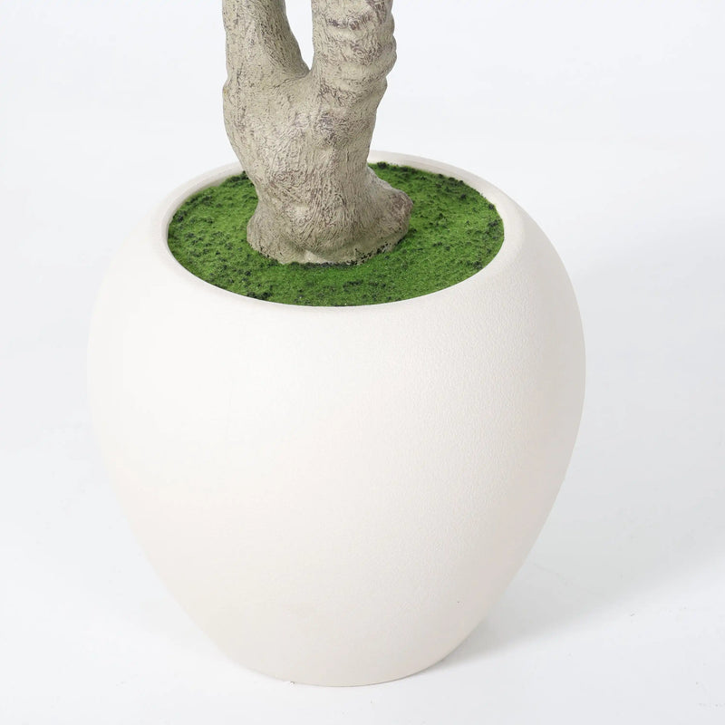 8FT Artificial Olive Tree With Decorative White Pot, Tall Indoor & Covered Outdoor Decorative Tree, 1pc/set