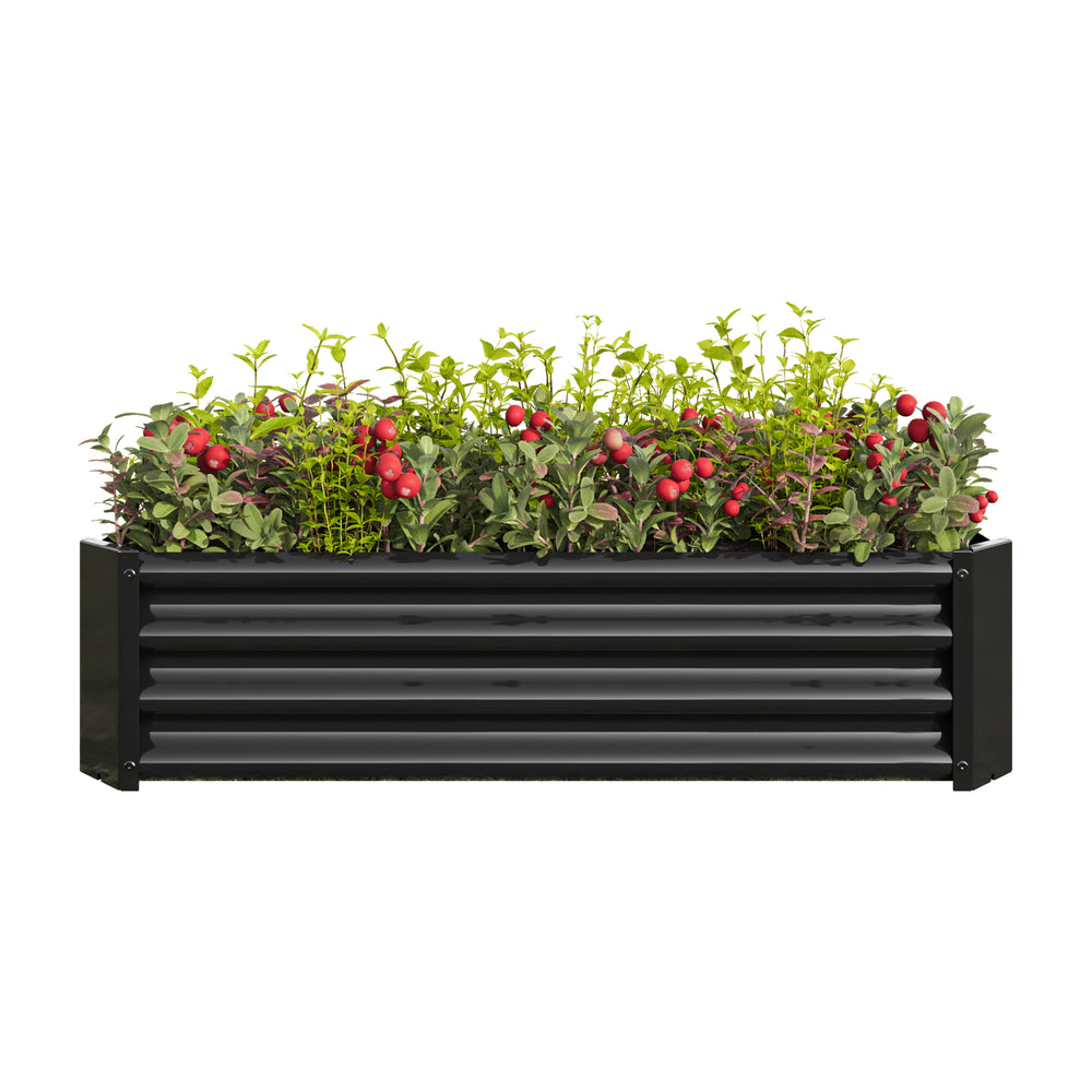 Black 4×2×1ft Metal Raised Garden Bed, Rectangle Raised Planter for Flowers Plants, Vegetables Herb Media 16