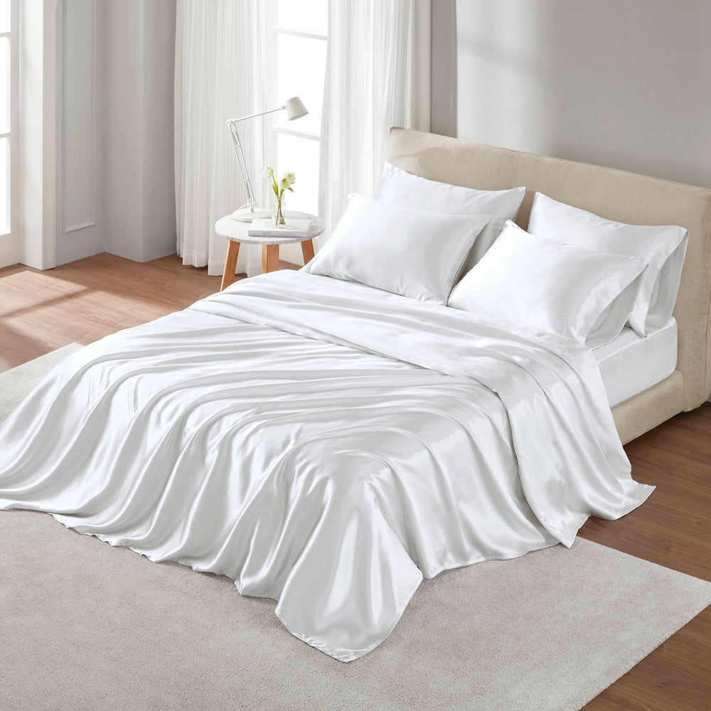 4 PCS Twin Luxury Sheet Set White Media 17