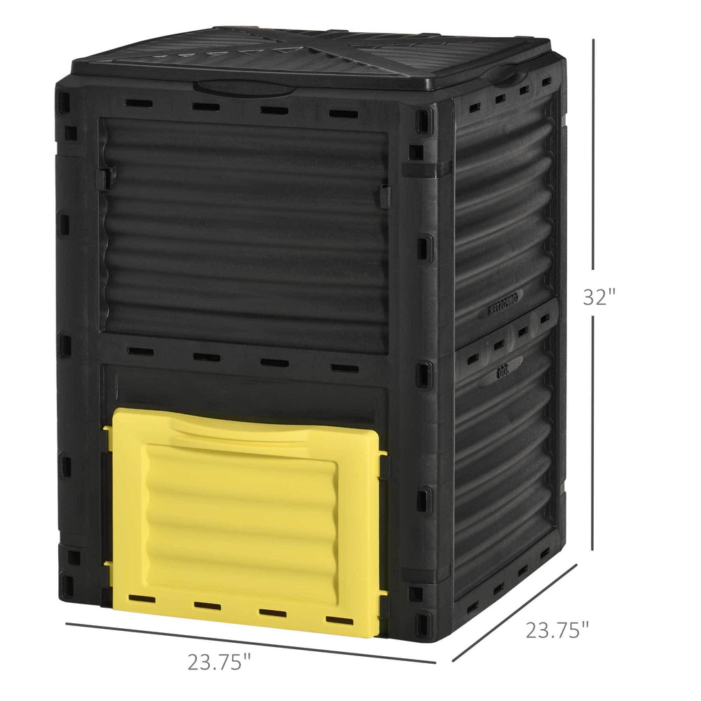 Outsunny Garden Compost Bin 80 Gallon Outdoor Large Capacity Composter Fast Create Fertile Soil Aerating Box, Easy Assembly, Yellow Media 3