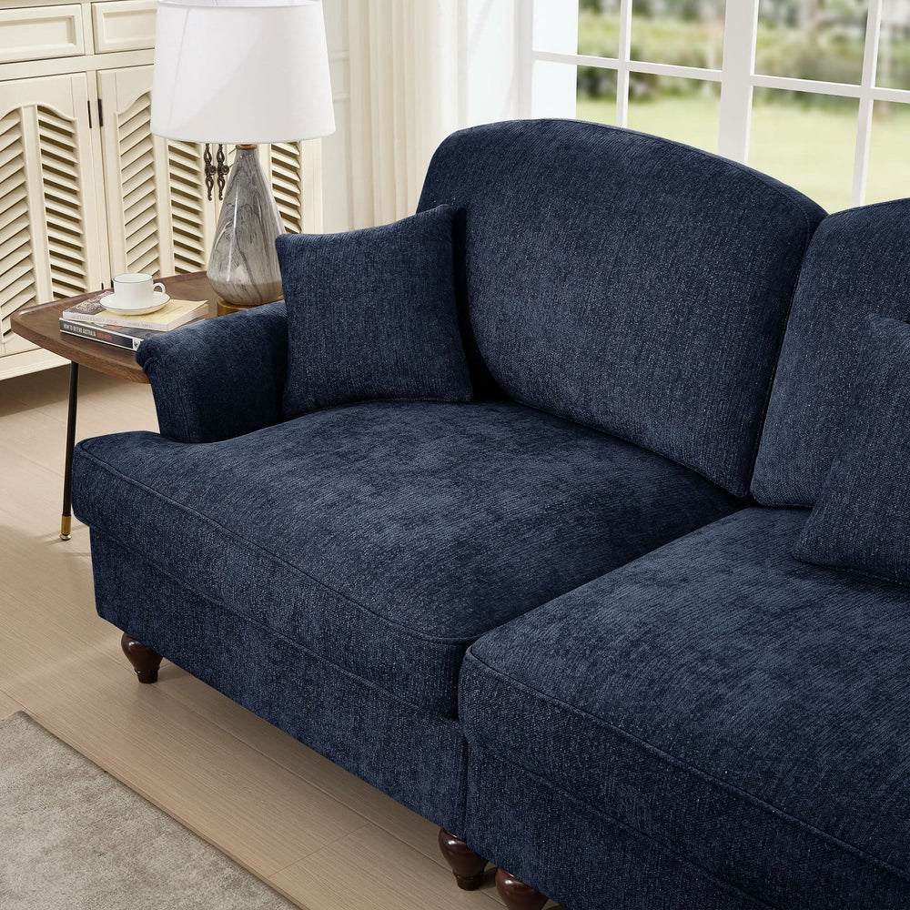 Sofas Chenille Upholstery Three Seater Mid Century Blue Living Room Media 15