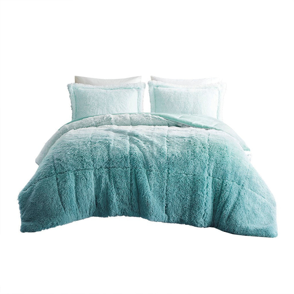 Twin/Twin XL Ombre Shaggy Long Fur Comforter Mini Set Media 5