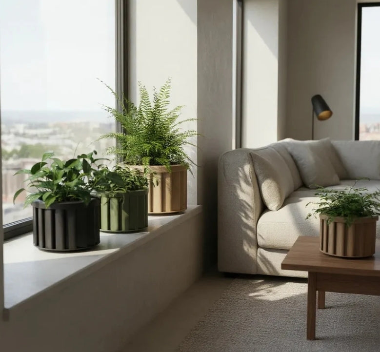 Round Strata Planter MD - Grey Brown Media 6