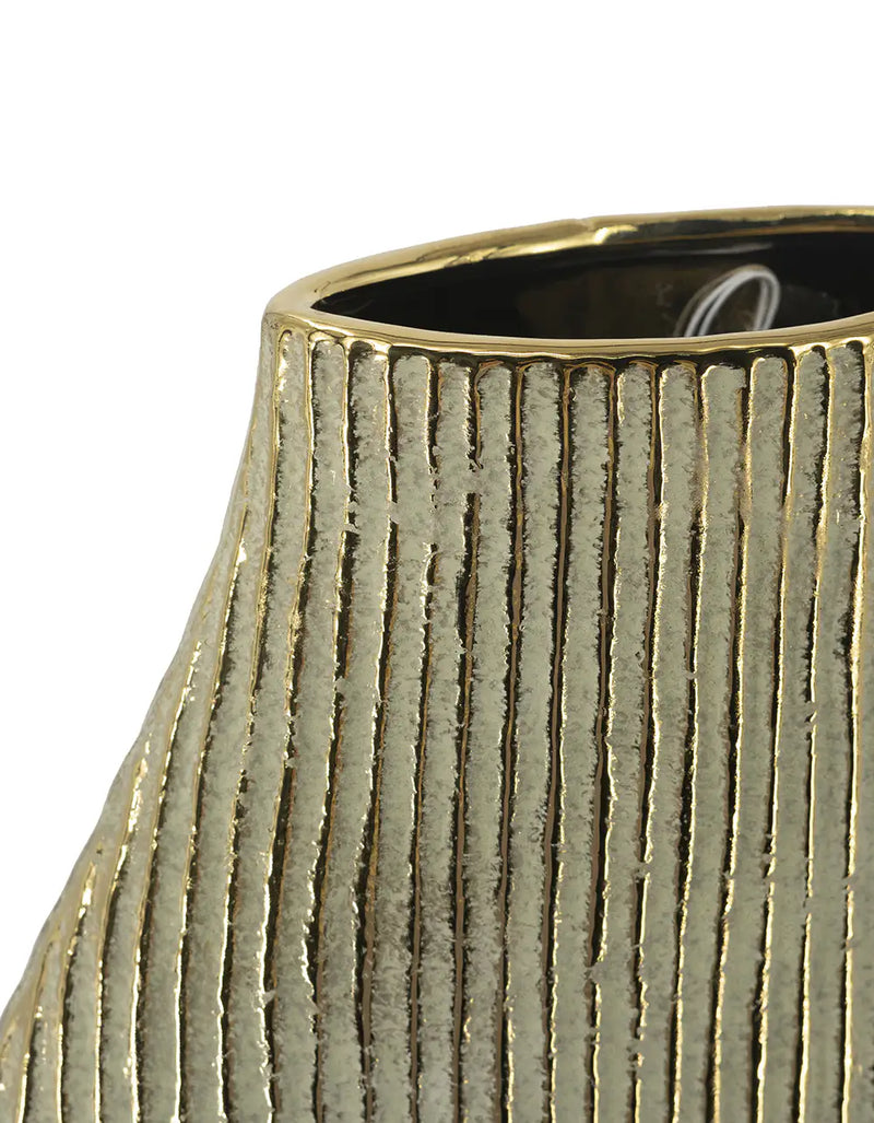 Ceramic Accent Vase with Vertical Ribbed Texture