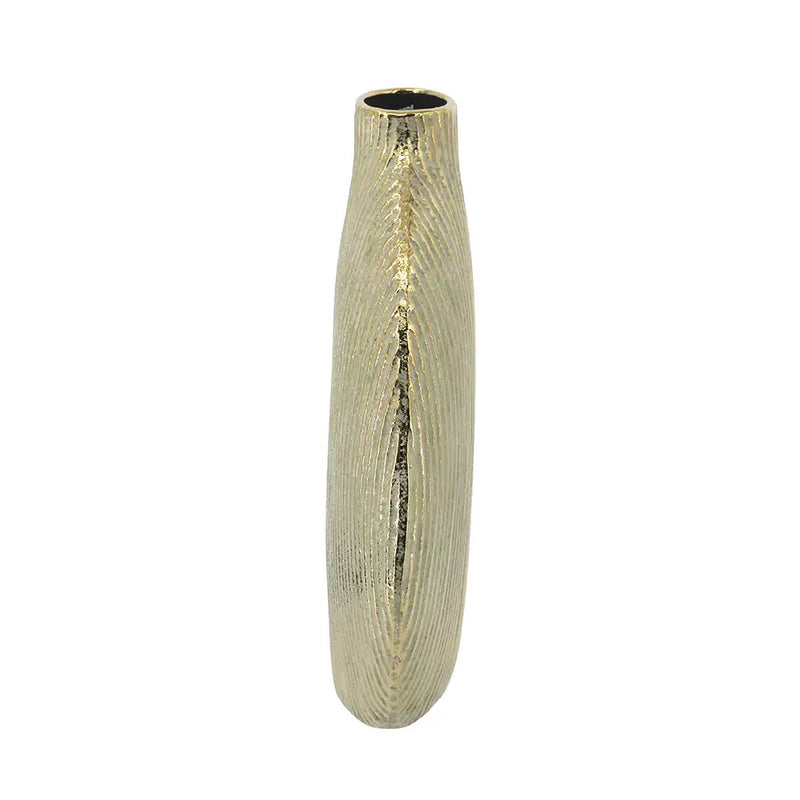 Ceramic Accent Vase with Vertical Ribbed Texture