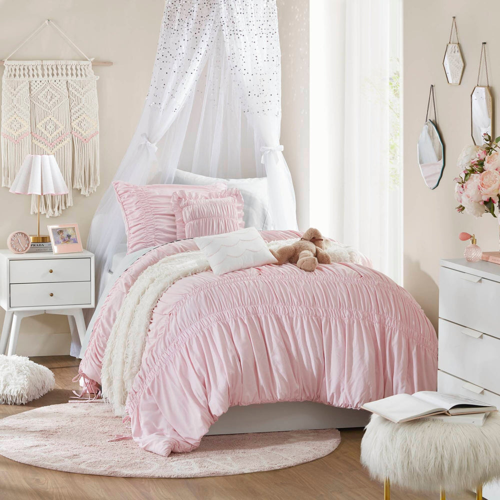 4 Pieces Twin/Twin XL Comforter Set,Pink Media 10