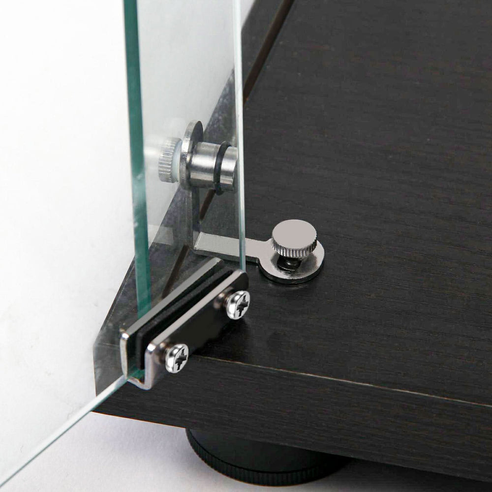 Glass Display Cabinet Tempered Glass Contemporary Living Room Black Media 13