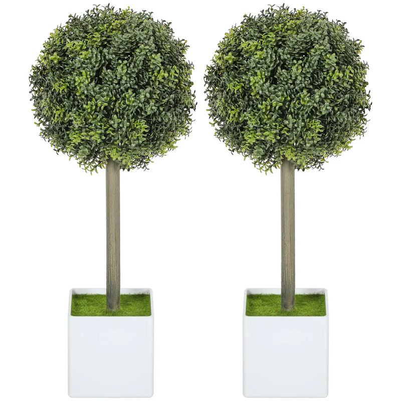 2 pcs Artificial Plants Fake Boxwood Topiary Balls with 114 PE Leaves