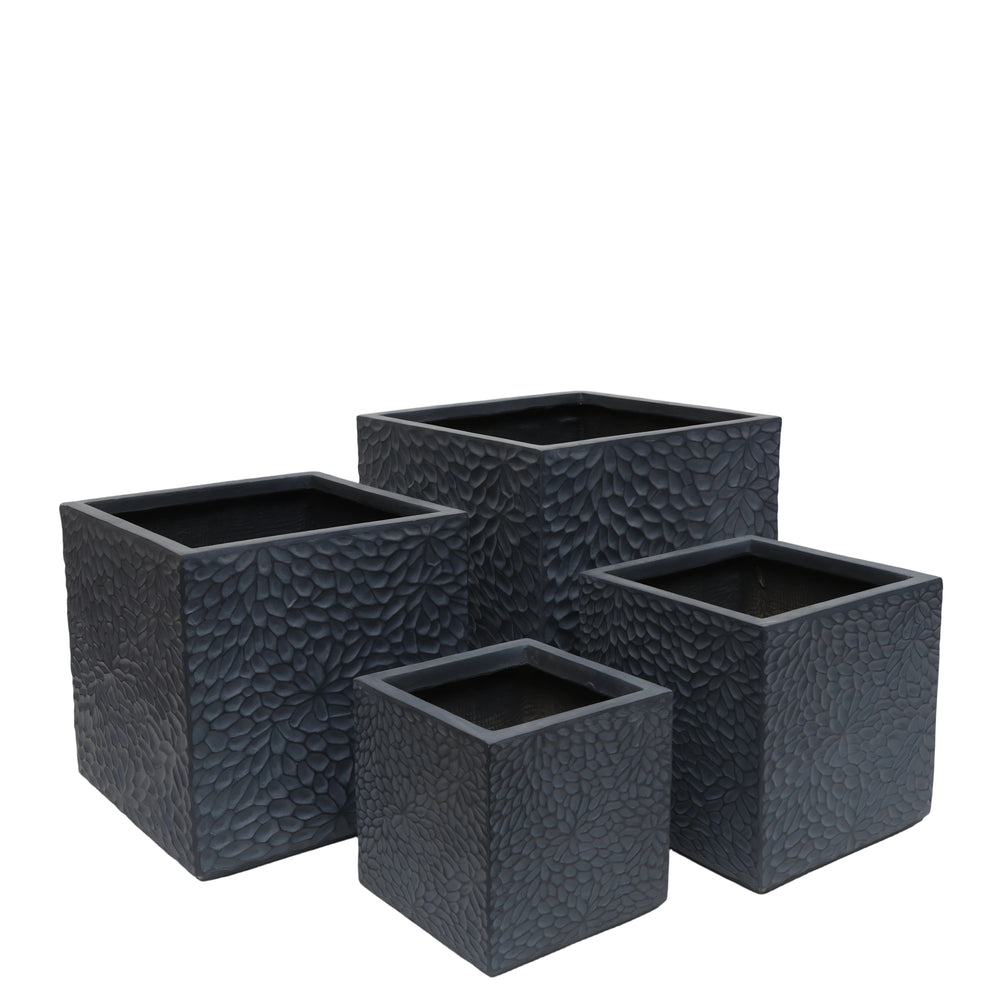 Large Outdoor Indoor Planter, 16.9'+14.37'+11.6' +9.25''Dia Square Magnesium Oxide Planter Set of 4, Flower Pots with Drainage Holes,  Modern Design, Grey Color Planter for Home Garden Patio Media 5
