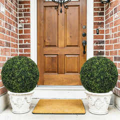 18.5IN dark Artificial Topiary Balls Outdoor Faux Boxwood Decorative Green Spheres for Garden Front Porch Patio Planter Decoration, 2pcs/set perspective