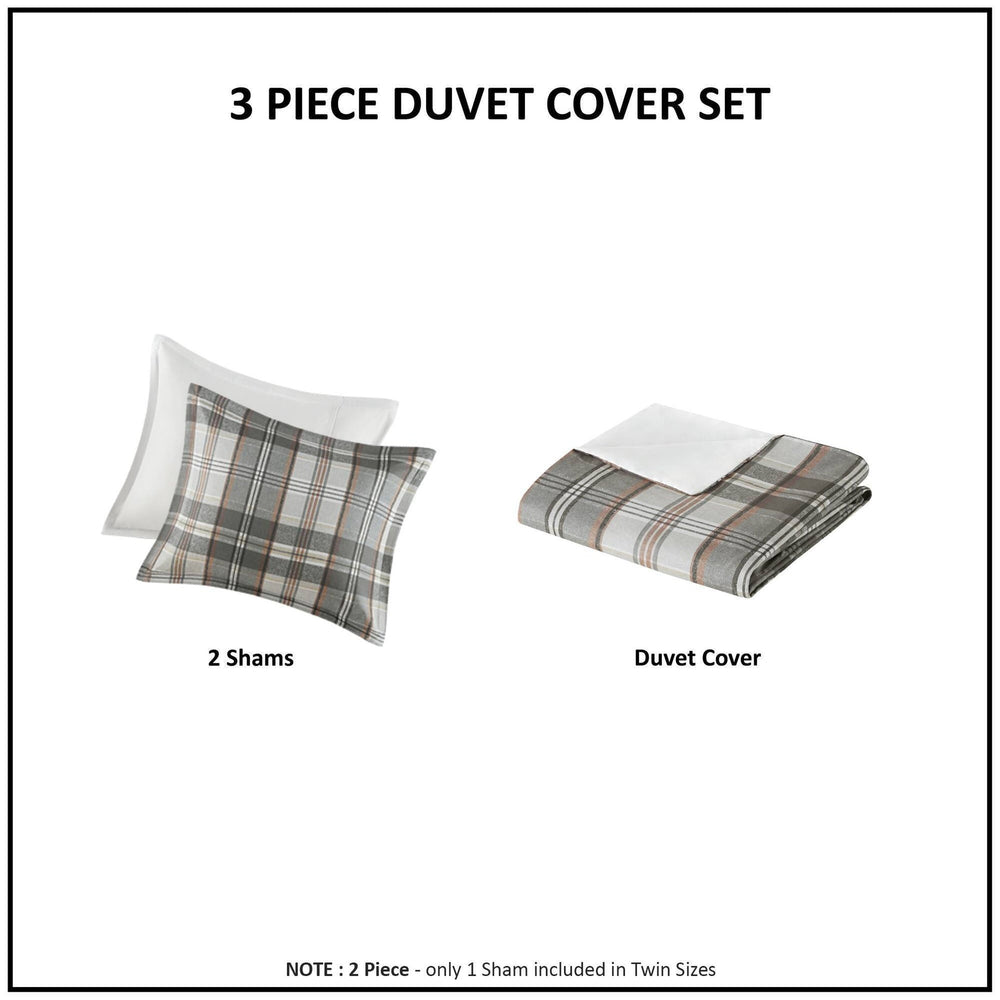 3PCS Full/Queen Plaid Duvet Cover Set Media 11