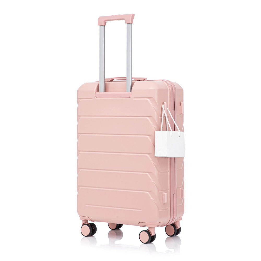 ABS Spinner Luggage 3 Piece Set Pink Matching Color & Combination Lock For Travel Use Media 23