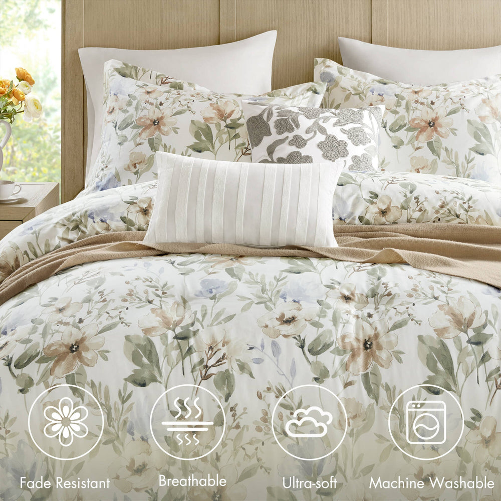 6PCS King Cotton Sateen Print Oversized Comforter Set Media 11