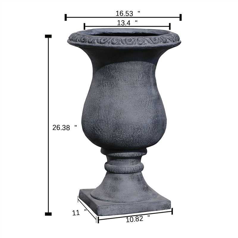 MGO Garden Planter, Garden decoration and planting,Color Antique Black, Size 26.38'X16.53 'X16.53 ' Media 4