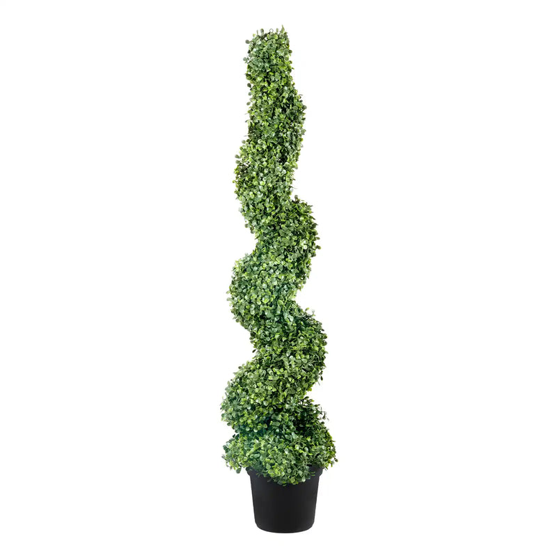 2 pcs. Artificial Boxwood Tower Topiary Spiral Artificial Plant 122cm high Decorative Plant Green Plastic PE Iron Topiary Plants incl. 10 pcs. Replacement Leaves