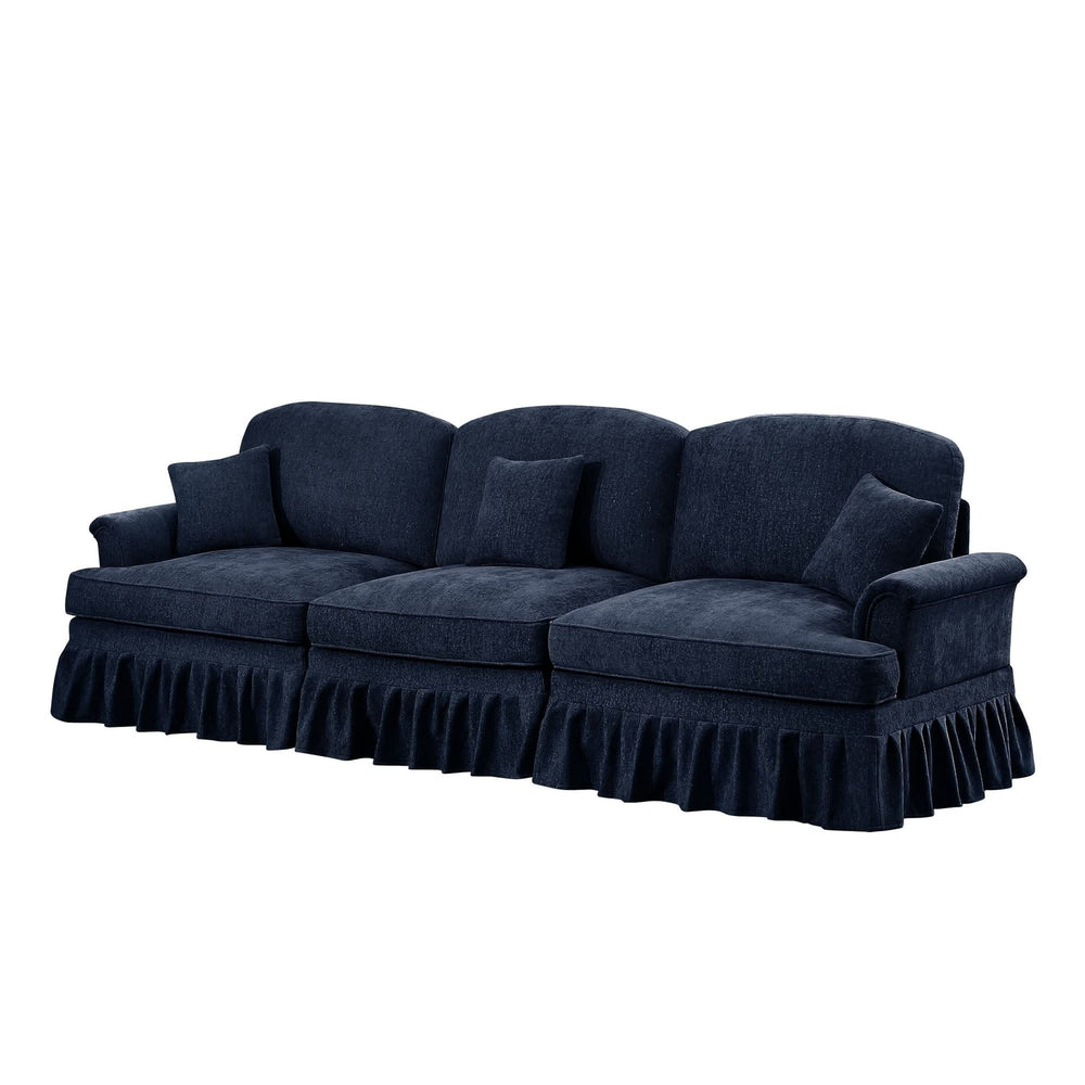 Sofas Chenille Upholstery Three Seater Mid Century Blue Living Room Media 11