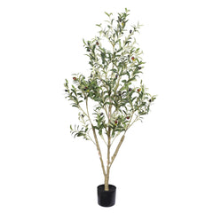 5' Artificial  Olive Tree in Black Plastic Pot, 1pc/set perspective