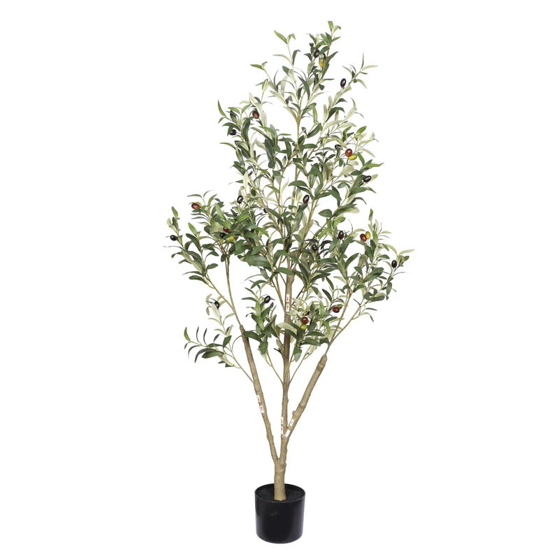 5' Artificial  Olive Tree in Black Plastic Pot, 1pc/set