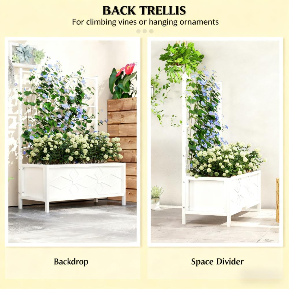Garden Bed with Trellis,Outdoor Planter Box Galvanized Raised Garden Bed,for Climbing Vines Media 5
