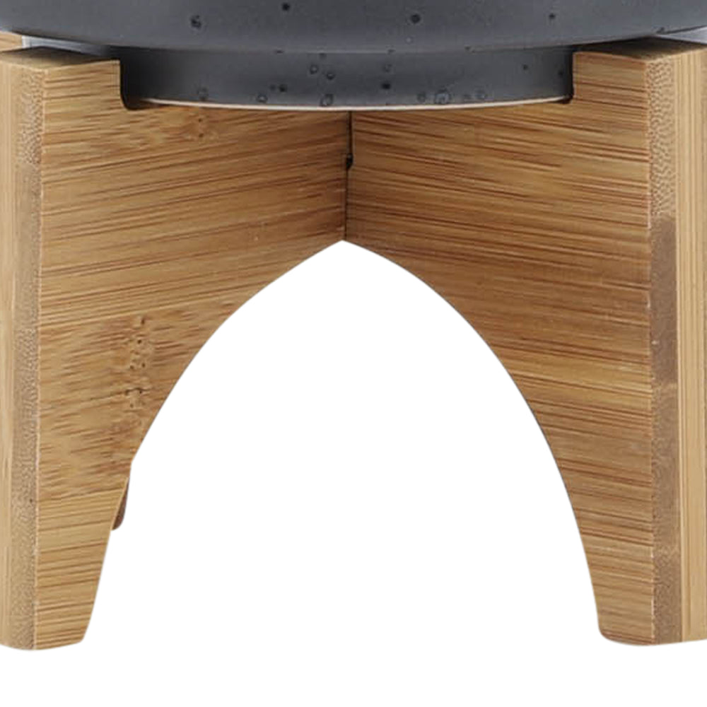 5' PLANTER W/ WOOD STAND, MATTE GRAY Media 7