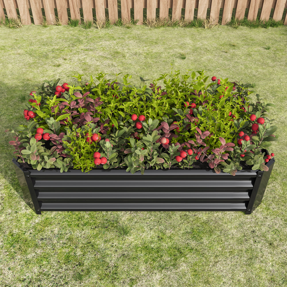 Black 4×2×1ft Metal Raised Garden Bed, Rectangle Raised Planter for Flowers Plants, Vegetables Herb Media 2