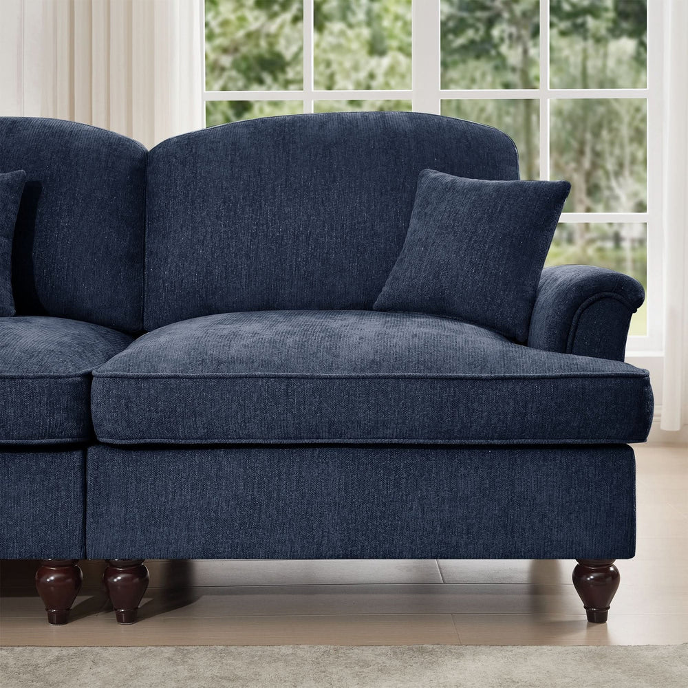 Sofas Chenille Upholstery Three Seater Mid Century Blue Living Room Media 14