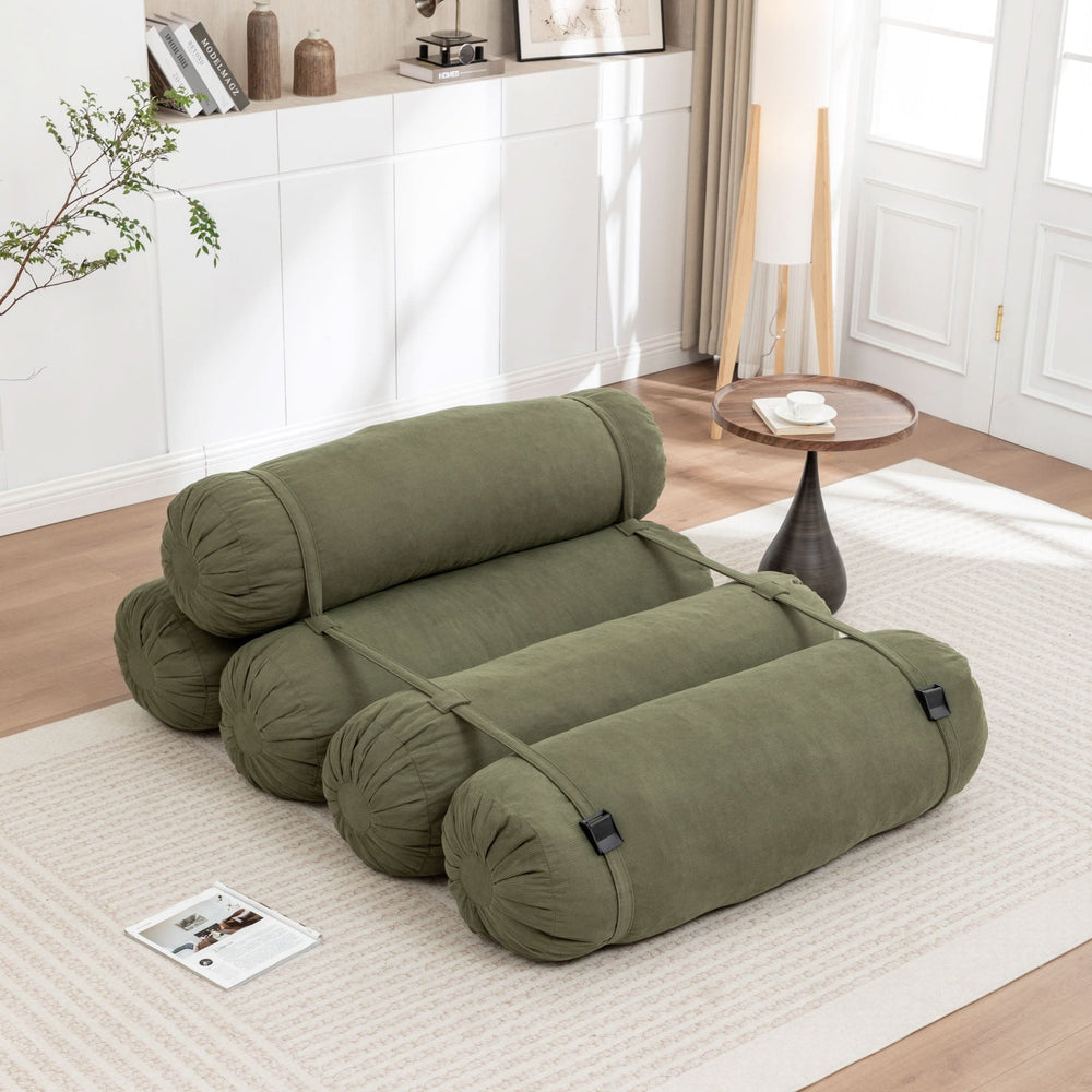 Corduroy Floor Sofa With Adjustable Straps & Multi Person Lounge Chair Media 9